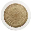 Image de Tapis rond en jute et coton bande blanche diam.120