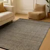 Image de Tapis en jute et coton tissé main noir naturel 120x170