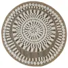 Image de Tapis rond aspect jute motifs en relief blanc diamètre 70