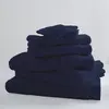 Image de Drap de bain uni et coloré coton bleu foncé 100x150 cm