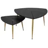 Image de Lot de 2 tables gigognes finition bois et pieds en métal doré