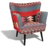 Image de Fauteuil en kilim brodé main et pieds en bois noir