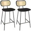 Image de Lot de 2 chaises de bar en bois et velours noir