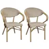 Image de Lot de 2 fauteuils de table en aluminium et effet rotin beige