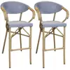 Image de Lot de 2 fauteuils de bar en aluminium et effet rotin bleu