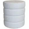 Image de Pouf en tissu bouclette blanc et structure en bois