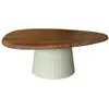 Image de Table basse en bois d'acacia et pied en métal écru