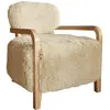 Image de Fauteuil effet fourrure beige et structure en bois