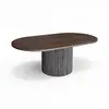Image de Table basse ovale effet bois couleur noyer 110cm
