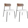 Image de Lot de 2 chaises en tissu écru et dossier en finition noyer