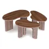 Image de Lot de 3 tables basses aux formes organiques effet bois de noyer
