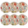 Image de Lot de 6 assiettes plates florales en grès 27cm