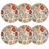 Image de Lot de 6 assiettes calottes florales en grès 19cm