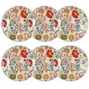 Image de Lot de 6 assiettes à dessert florales en grès 20cm