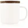 Image de Tisanière en grès blanc avec couvercle en bois d'acacia 300ml