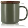 Image de Tisanière en grès vert avec couvercle en bois d'acacia 300ml