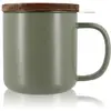 Image de Tisanière en grès verte avec couvercle en bois d'acacia 300ml