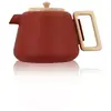 Image de Théière en fonte rouge avec couvercle en bois 1l