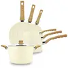 Image de Batterie de cuisine 7 pièces en céramique crème - tous feux