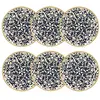 Image de Lot de 6 assiettes plates à motif bleu en grès 27cm
