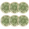 Image de Lot de 6 assiettes plates à motif vert en grès 27cm