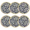 Image de Lot de 6 assiettes à dessert à motif bleu en grès 19cm