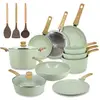 Image de Batterie de cuisine 13 pièces en aluminium recyclé celadon - tout feux