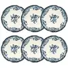 Image de Lot de 6 assiettes creuses fleuries en grès bleu 22cm