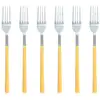 Image de Lot de 6 fourchettes jaunes en acier inoxydable