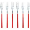 Image de Lot de 6 fourchettes rouges en acier inoxydable