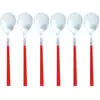 Image de Lot de 6 cuillères de table rouges en acier inoxydable