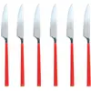 Image de Lot de 6 couteaux rouges en acier inoxydable