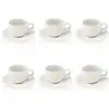 Image de Lot de 6 tasses et soucoupes 9cl en porcelaine blanc - bleu