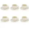 Image de Lot de 6 tasses et soucoupes 9cl en porcelaine blanc - beige