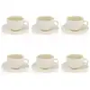 Image de Lot de 6 tasses et soucoupes 21cl en porcelaine blanc -beige