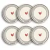 Image de Lot de 6 assiettes plates en grès 26cm avec imprimé poule