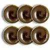 Image de Lot de 6 assiettes creuses texturées 21cm en porcelaine marron