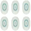 Image de Lot de 6 assiettes ovales en porcelaine blanche et bleue 19cm