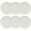 Image de Lot de 6 assiettes plates en porcelaine blanche et liseré beige 27cm