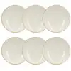 Image de Lot de 6 assiettes creuses en porcelaine blanche et liseré beige 21cm