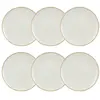 Image de Lot de 6 assiettes à dessert porcelaine blanche et liseré beige 20cm