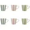 Image de Lot de 6 tasses 20cl en grès blanc et rayures colorées