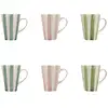Image de Lot de 6 mugs 36cl en grès blanc et rayures colorées