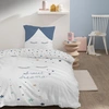 Image de Parure de lit imprimée en coton Blanc, Bleu Gris 140x200+63x63cm