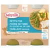 Image de Babybio Repas Midi Pot Petits Pois Pomme de Terre Cabillaud Sauvage +8m Bio 2 x 200g