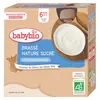 Image de Babybio Desserts Lactés Gourde Brassé Nature Sucré +6m Bio 4 x 85g