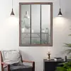 Image de Miroir verrière en métal et bois 113x85cm bois foncé