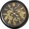 Image de Horloge ronde noire et dorée mécanisme apparent 52x9x52cm