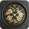 Image de Horloge carrée à mécanismes noir et doré 45cm