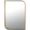 Image de Miroir rectangle coins asymétriques arrondis métal doré 76x56cm